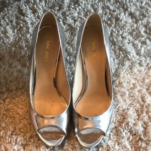 Nine West silver heels